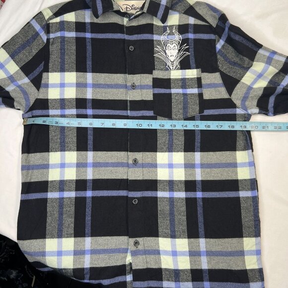 Disney Cakeworthy Maleificent Plaid Flannel Villains Embroidered Unisex Small - Picture 7 of 16